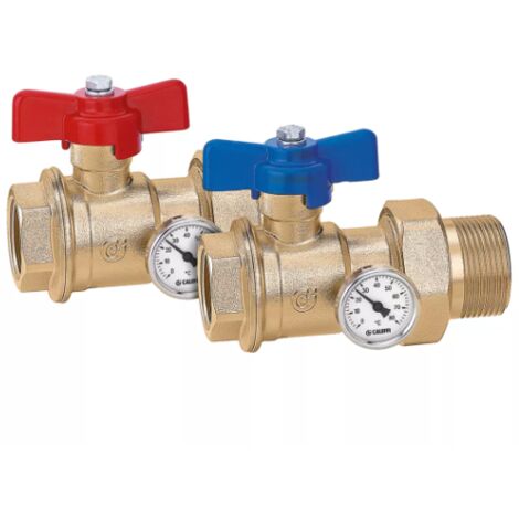 Coppia valvole a sfera attacchi femmina-maschio con bocchettone 1"x1 1/4" Caleffi 391167  1" x 1 1/4"