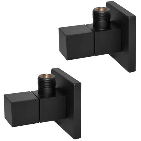 Coppia valvole da arresto quadrate nero opaco attacchi 1/2G x 3/8G