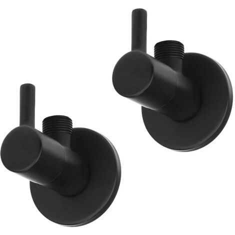 Coppia valvole da arresto tonde nero opaco attacchi 1/2G x 3/8G