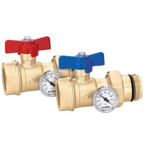 Coppia valvole di intercettazione a sfera. Con termometro Ø 40 mm. Attacco 1 1/4"F Caleffi 391177S1 1 1/4"F