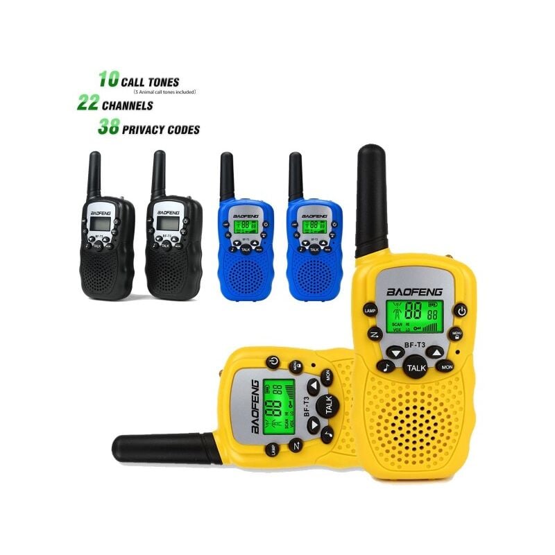 Image of Trade Shop - Coppia Walkie Talkie Vox Ricetrasmittente Colorati 2 Pz Radio Baofeng Bf T3