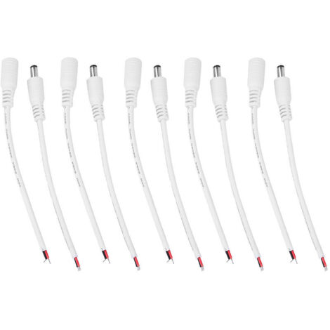 coppie di connettori jack maschio/femmina per alimentazione CC da 5,5x2,1 mm (bianchi)