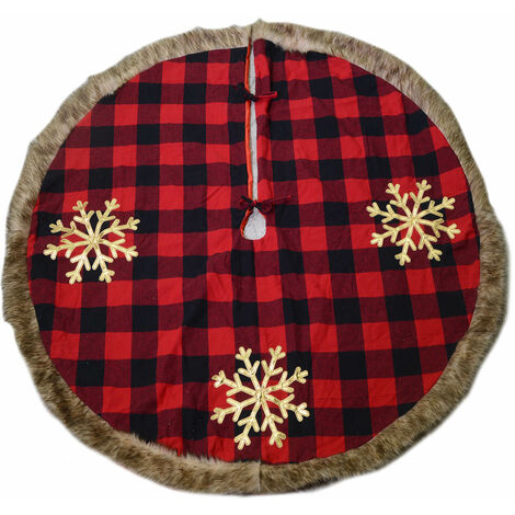 Copri base Albero di Natale in Tessuto con fiocchi tartan rosso cm Ø120