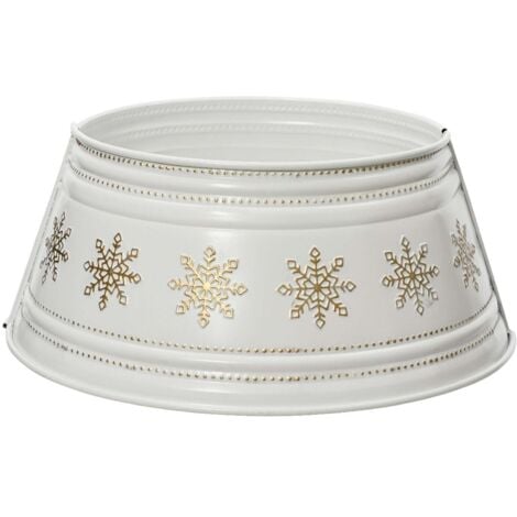 MAGIEDINATALE Copri base in ferro colore bianco e oro sottoalbero per Albero di Natale decorazione natalizia -Ø 57 cm