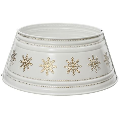 Copri base in ferro colore bianco e oro sottoalbero per Albero di Natale decorazione natalizia -Ø 70 cm