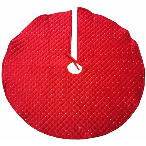 Copri base rosso con paillettes tondo da Ø 120 cm per albero di Natale
