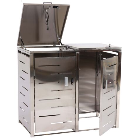 Copri pattumiera 2 vani contenitori capacità da 80 a 120 litri 103x115x63 cm acciaio inox 040008225