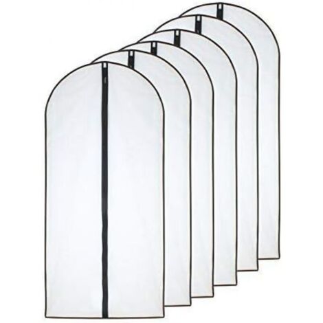 Copriabiti, antipolvere, impermeabili, antiacari e antiumidità, trasparenti, con cerniera, per camicie, abiti e cappotti, confezione da 6, 60 x 137 cm