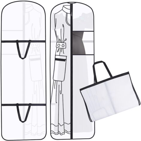 Copriabito su gruccia, copriabito da sposa pieghevole 180x60 cm, antipolvere e antiumidità, copriabito da sera, set da due