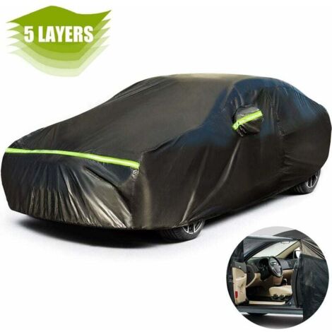 Copriauto Copriauto Impermeabile Oxford per Berlina con Apertura Laterale per Cabina, Cotone Traspirante, Anti UV Neve Polvere, Nero