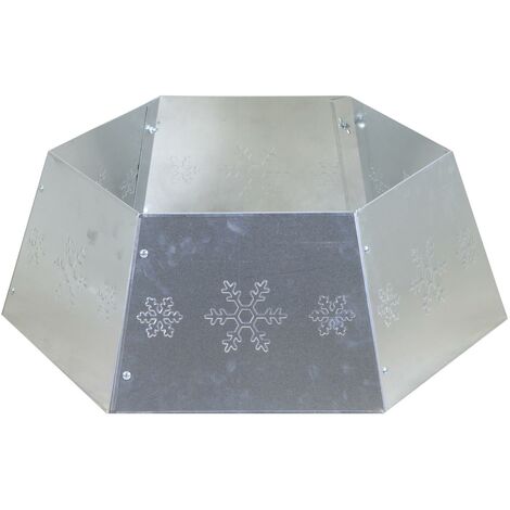 Copribase albero metallo pieghevole argento esagonale cm68h25