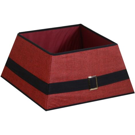 Copribase albero tessuto pieghevole rosso riga nera quadro cm48x48h25
