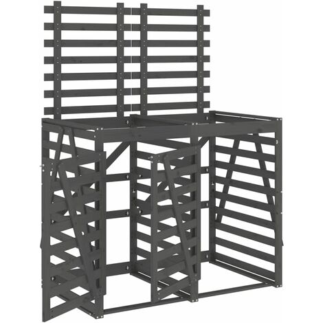 VidaXL Copribidone Doppio In Polyrattan Nero - Per 2 Bidoni Della Spazzatura | Resistente All'Acqua - Foto 10