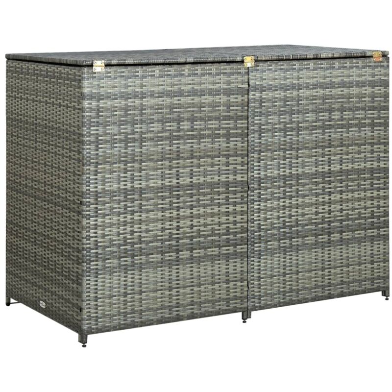 Copribidone Rifiuti Doppio in Polyrattan Antracite 148x77x111cm - Vidaxl