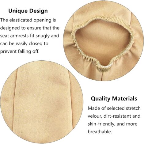 Copribracciolo per sedile anteriore auto beige da 2 pezzi, copribracciolo in tessuto per automobili, copribracciolo universale per auto, SUV e camper (beige)