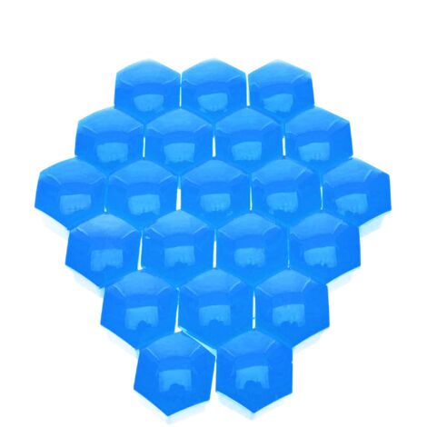 Copribulloni per cerchi blu da 19 mm + estrattore, 20 pezzi.