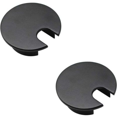 Copricavi da scrivania, set di copricavi da 2 pezzi, copriforo in lega di zinco, copriforo rotondo nero da 35 mm, adatto per scrivanie per computer e tavoli da pranzo