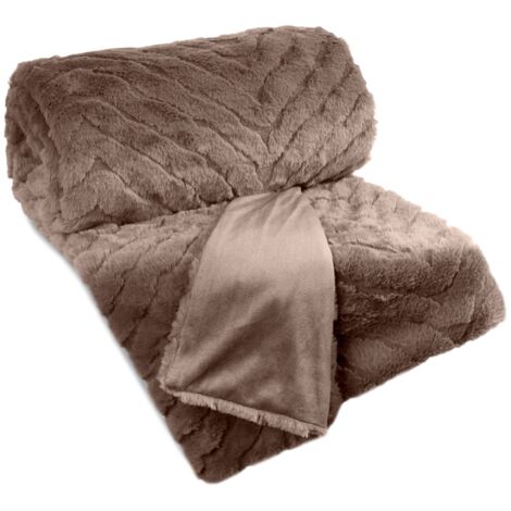 COPRICOPERTA CALDA E MORBIDA EUROFIRANY CON MOTIVO KATE 150X200CM BEIGE SCURO
