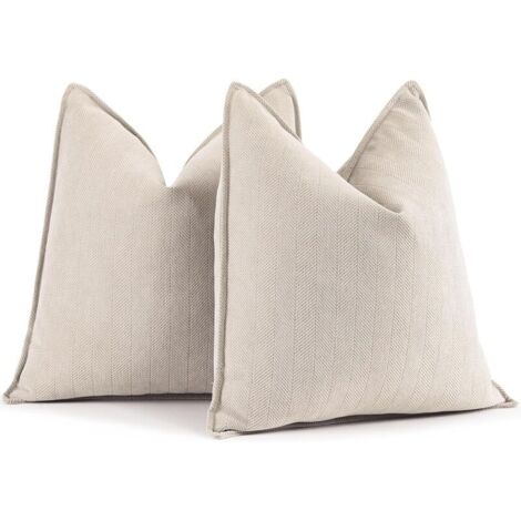 Copricuscini beige, set di 2 copricuscini in ciniglia, eleganti cuscini per divano, cuscini decorativi