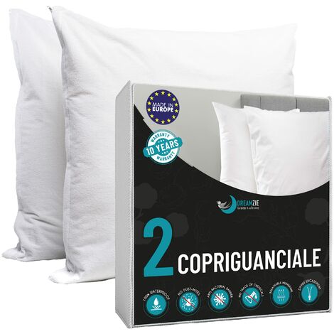 Copricuscino Letto 40x60 Antiacaro Anallergico Made in EU & OEKO TEX by Dreamzie - Federe Cuscini Letto con Cerniera Impermeabili