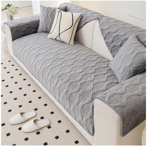 Copridivano 1 2 3 4 posti Copridivano per divani angolari poltrona divano a L, Morbido copridivano a forma di L, copridivano antiscivolo - Grigio 45x45cm