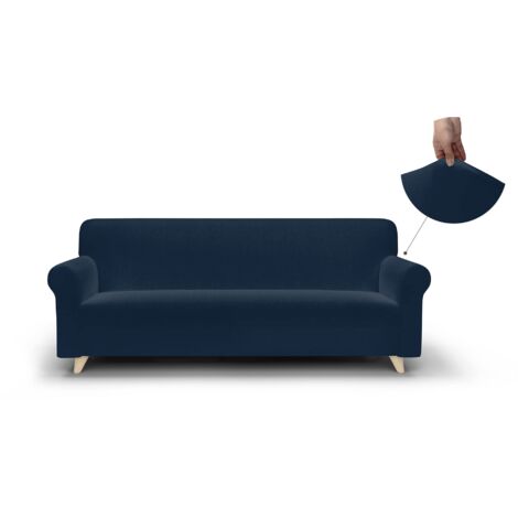 Copridivano 3 Posti con Braccioli Più Bello - Salvadivano Elasticizzato, Aderenza Perfetta da 170 a 240 cm - Telo Copri Divano, Tessuto Bielastico in molti Colori (3 Posti, Blu scuro)