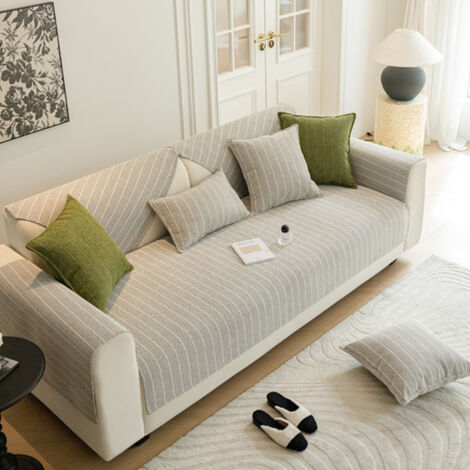 Copridivano 3 Posti In Peluche | Grigio Chiaro 180x300 Cm | Antiscivolo E Antigraffio | Lavabile In Lavatrice