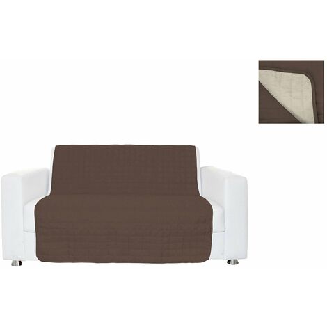 Copridivano a Fascia 2 Posti 125x190 cm in Microfibra Doubleface Marrone/Panna