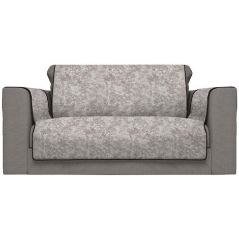 Copridivano con Copri Braccioli Seduta 125 cm in Poliestere e Cotone Marrone