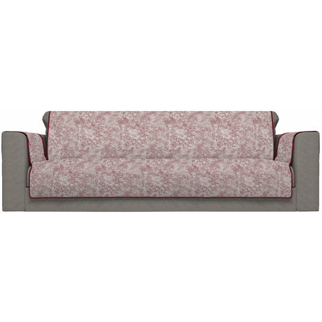 Copridivano con Copri Braccioli Seduta 230 cm in Poliestere e Cotone Bordeaux