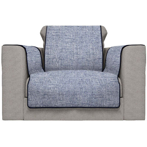 Copridivano con Copri Braccioli Seduta 60 cm in Poliestere Blu Scuro