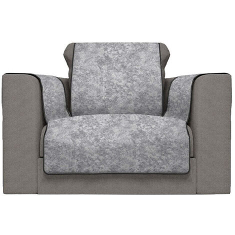 Copridivano con Copri Braccioli Seduta 60 cm in Poliestere e Cotone Grigio Scuro