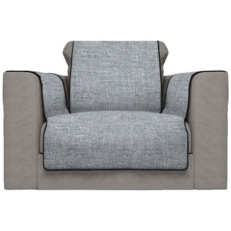 Copridivano con Copri Braccioli Seduta 60 cm in Poliestere Grigio Scuro