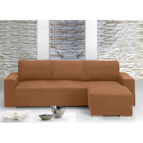 Copridivano Con Penisola Chaise Longue Tinta Unita Arancio Mod Capri, misuraDestracoloreArancio