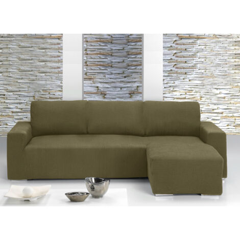 Copridivano Con Penisola Chaise Longue Tinta Unita Biscotto Mod Capri, misuraSinistracoloreBiscotto