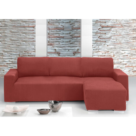 Copridivano Con Penisola Chaise Longue Tinta Unita Siena Mod Capri, misuraSinistracoloreSiena