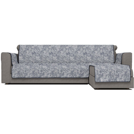 Copridivano con Penisola Destra Seduta 190 cm in Poliestere e Cotone Blu Scuro