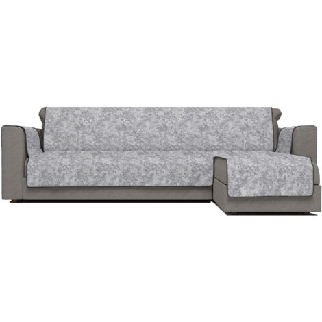 Copridivano con Penisola Destra Seduta 190 cm in Poliestere e Cotone Grigio Scuro