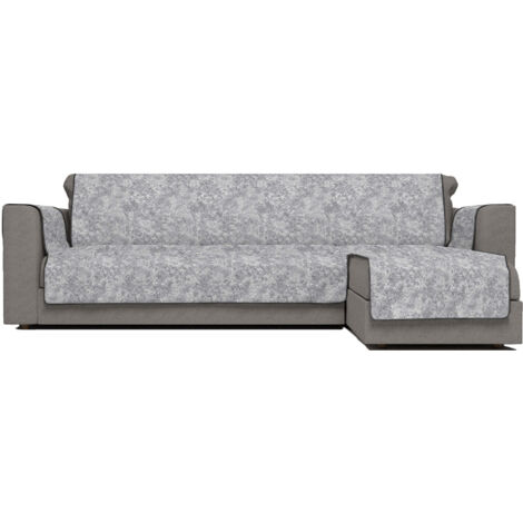 Copridivano con Penisola Destra Seduta 240 cm in Poliestere e Cotone Grigio Scuro
