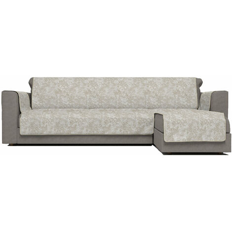 Copridivano con Penisola Destra Seduta 290 cm in Poliestere e Cotone Beige