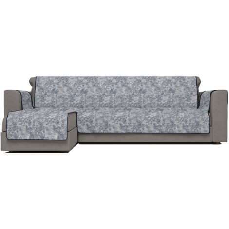 Copridivano con Penisola Sinistra Seduta 190 cm in Poliestere e Cotone Blu Scuro