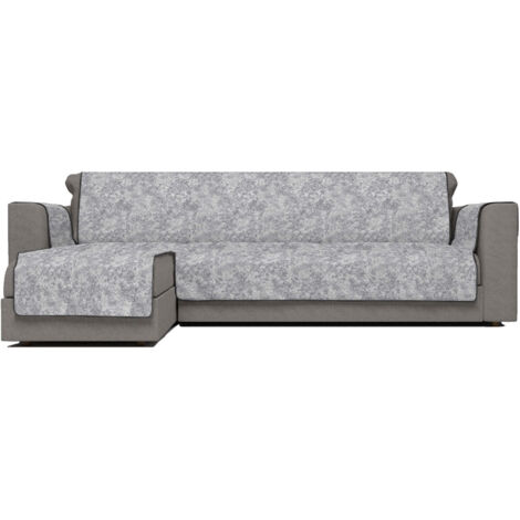 Copridivano con Penisola Sinistra Seduta 190 cm in Poliestere e Cotone Grigio Scuro
