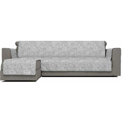 Copridivano con Penisola Sinistra Seduta 290 cm in Poliestere e Cotone Grigio Chiaro