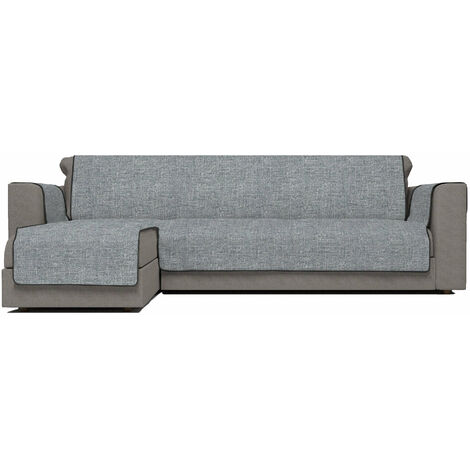 Copridivano con Penisola Sinistra Seduta 290 cm in Poliestere e Cotone Grigio Scuro