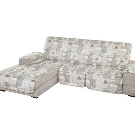 Copridivano Con Penisola Trapuntato Modello Kino Colore Beige, misura190 cmcoloreBeige