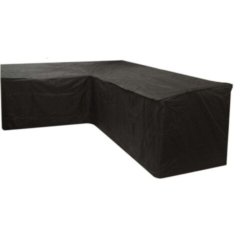 Copridivano da giardino a L, impermeabile, antivento, resistente ai raggi UV, tessuto Oxford per divano angolare in rattan, 21521587cm – Nero