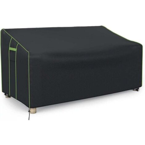 Copridivano doppio, tessuto Oxford impermeabile rivestito in argento per uso esterno, telo copridivano antipolvere e antisole per mobili da esterno (nero, 137 x 94 x 69/89 cm)
