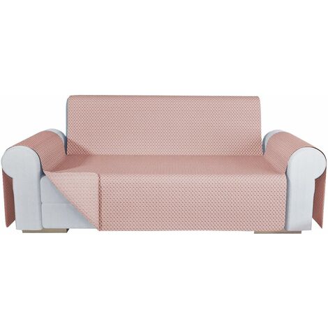 Copridivano Double Face Moderno Salvadivano Lavabile Fodera Proteggi Divano Rosa 100% Made In Italy - 4 Posti
