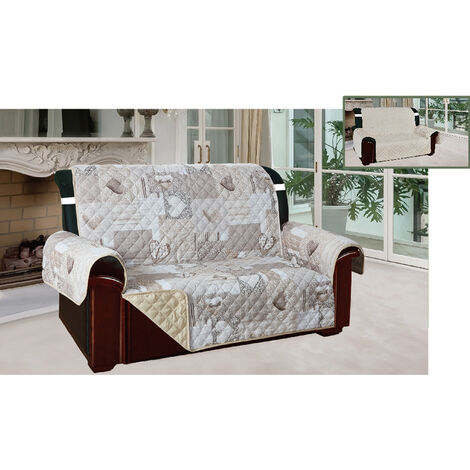 Copridivano E Copripoltrona Trapuntato Reversibile Modello Kino Colore Beige, misura2 PosticoloreBeige