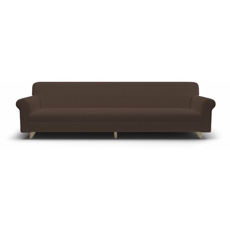 Copridivano Elasticizzato 4 Posti in Poliestere e Cotone Fashionable Marrone
